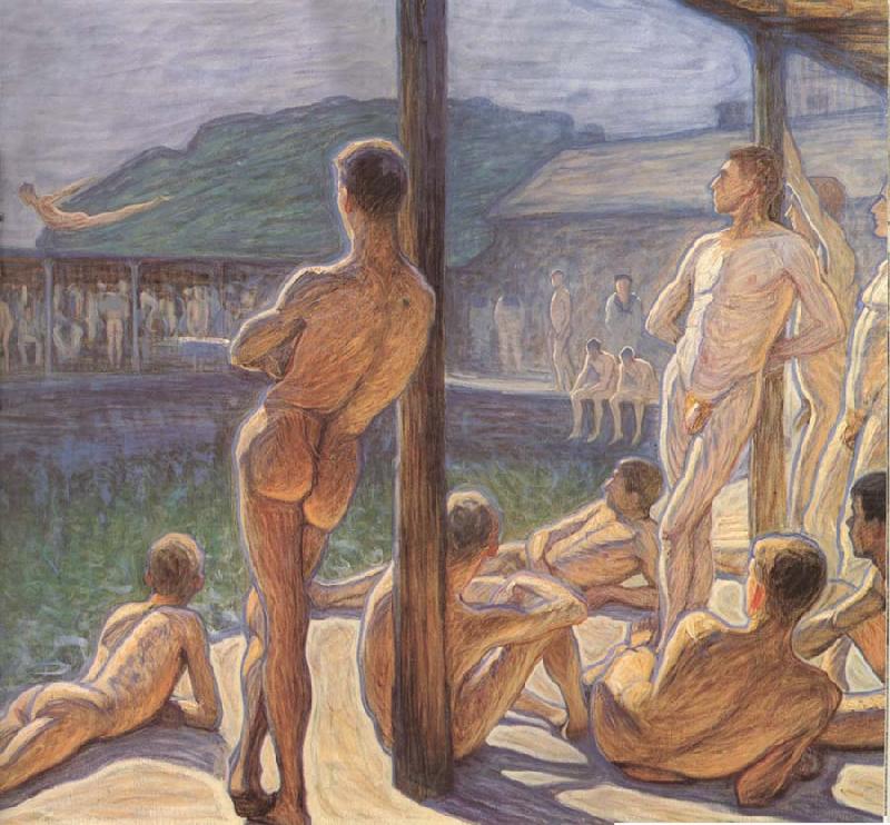in navy bathing hut, Eugene Jansson